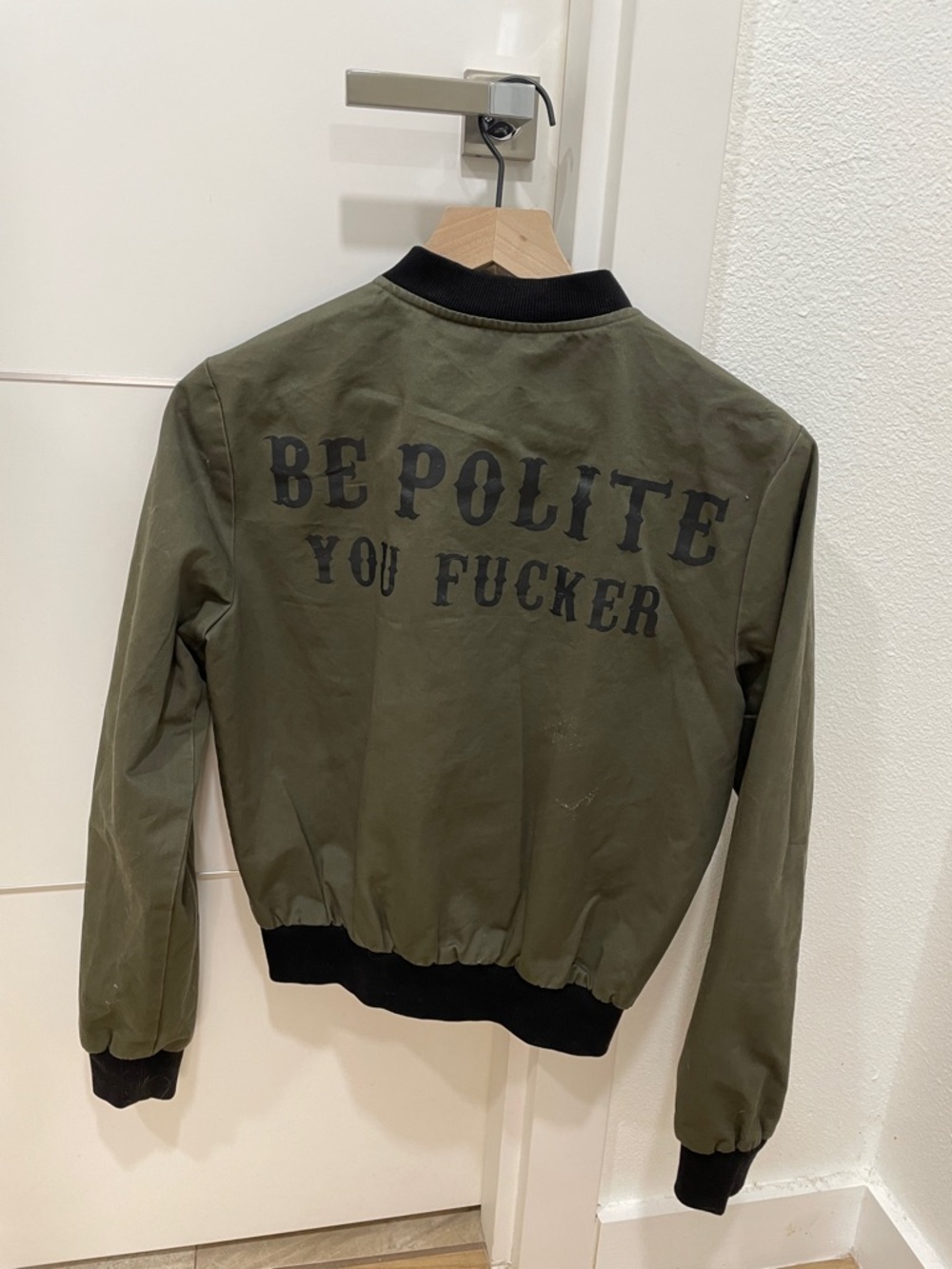 Gypsy Warrior Olive Green Jacket with Black Ribbed Collar